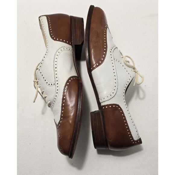 VTG Bragano Cole Haan Men's Spectator Oxford SZ 10 D Wingtip Tan White Brogue - Picture 5 of 11